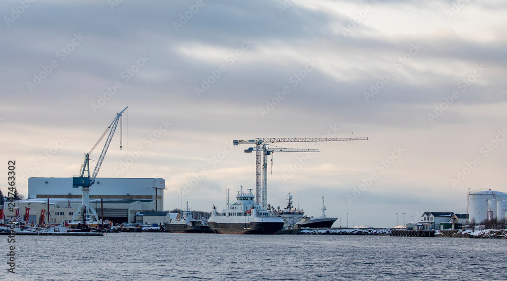 Cranes in shipyard Sandnessjøen