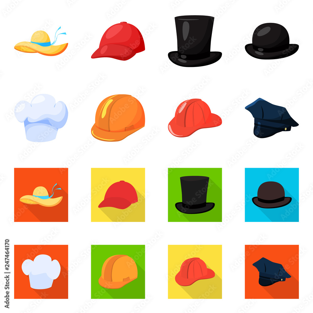 Isolated object of clothing and cap logo. Collection of clothing and beret stock vector illustration.