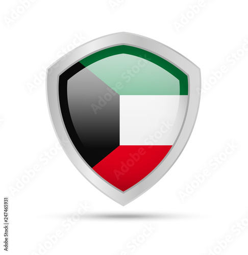 Shield with Kuwait flag on white background. Free Download Shield with Kuwait flag on white background. - GFXLoad