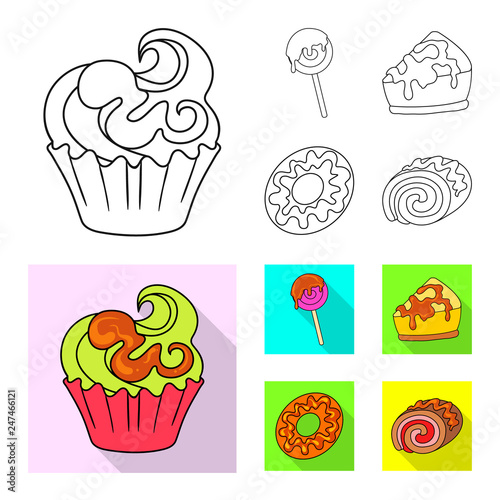 Vector illustration of confectionery and culinary icon. Collection of confectionery and product stock vector illustration.