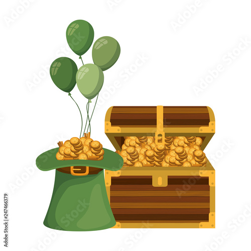 leprechaun hat with coins isolated icon