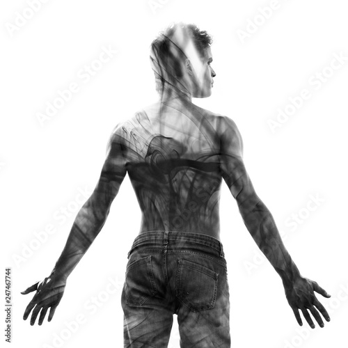 Double exposure of a young ...
