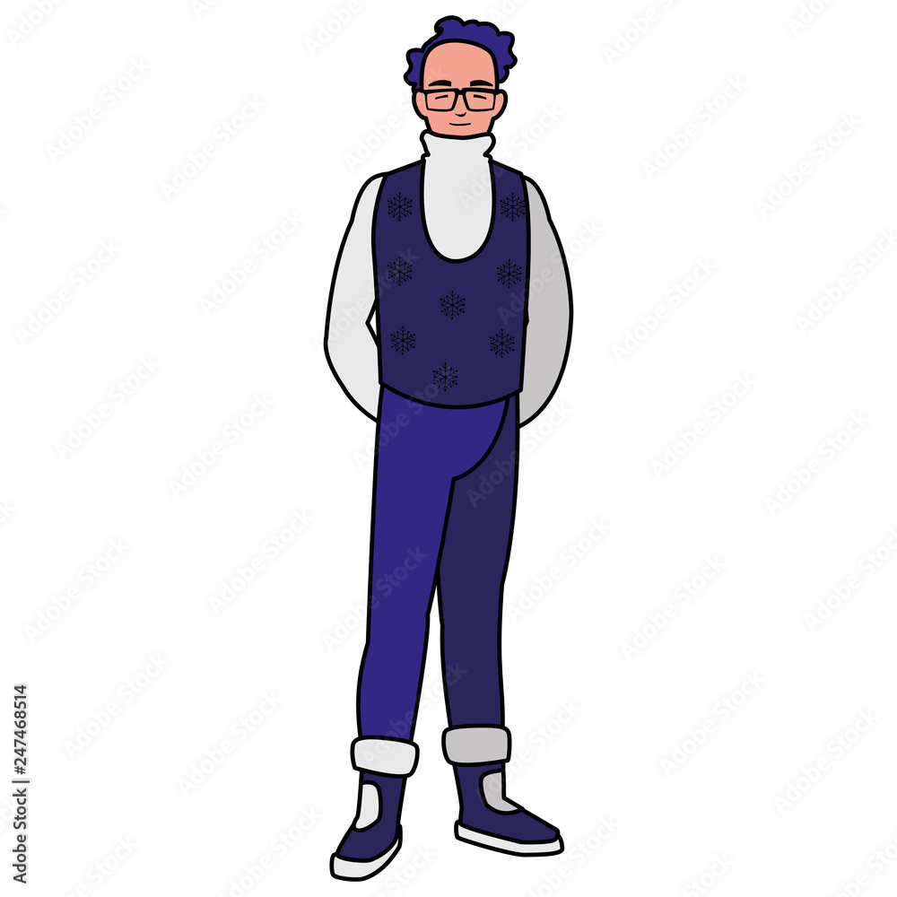 young man with glasses and winter clothes young man with glasses and winter clothes