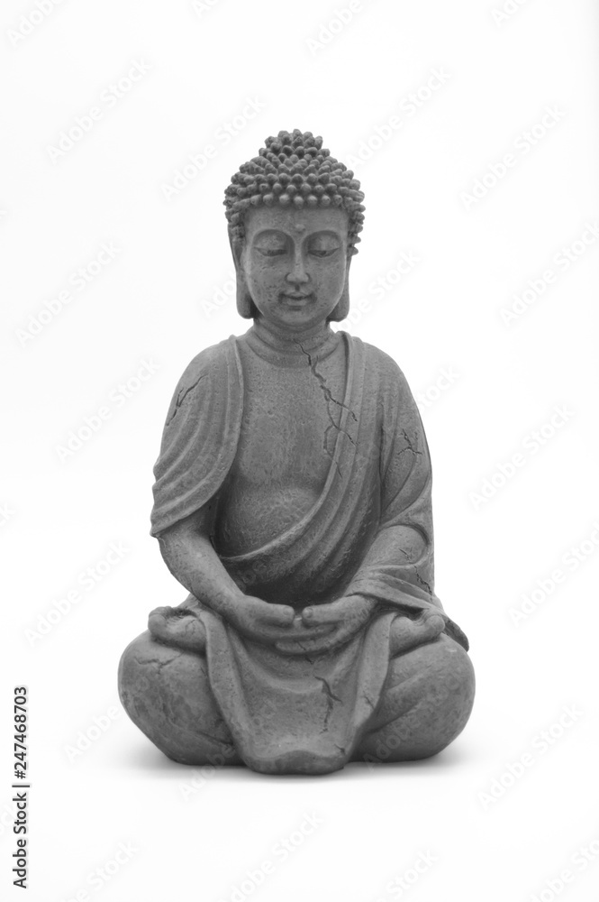 Buddha statue on white bright background
