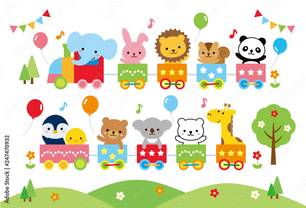 かわいい動物と汽車 Stock ベクター Adobe Stock