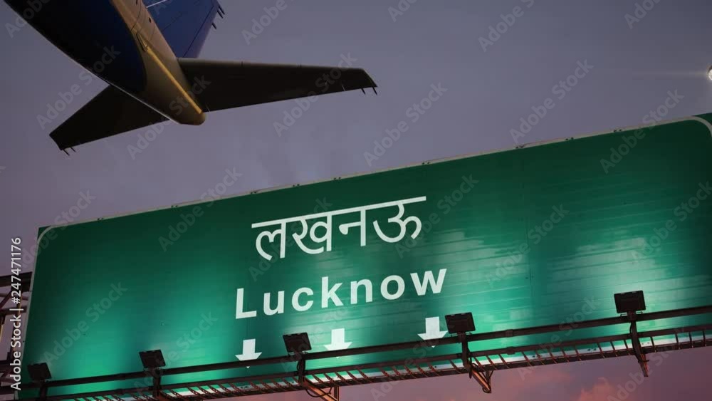 Airplane Take off Lucknow during a wonderful sunrise