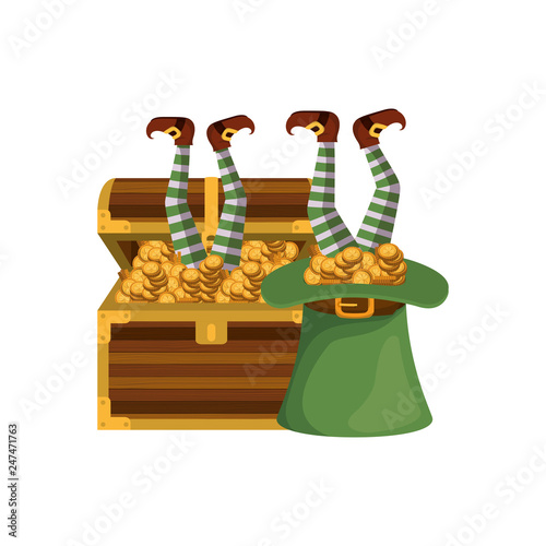 leprechaun hat with coins isolated icon