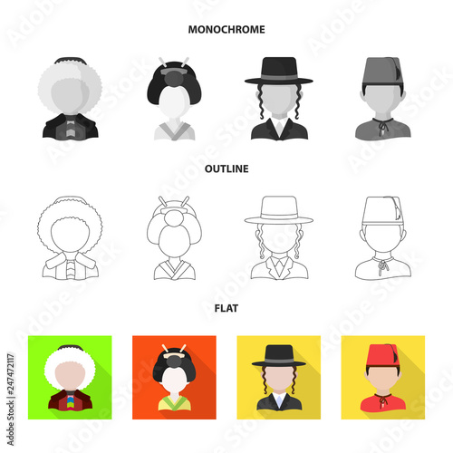 Vector illustration of imitator and resident icon. Set of imitator and culture stock symbol for web.