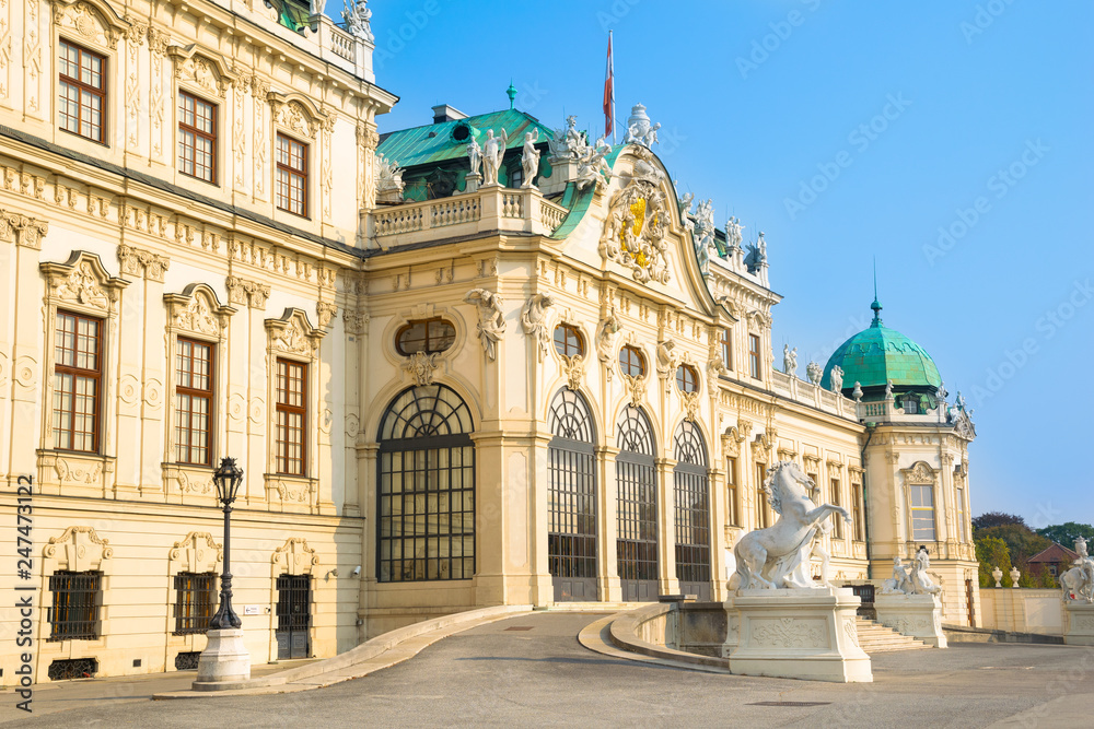 Vienna, Austria - 0ctober, 17, 2018 - People enjoy a sunny day to visit the Belvedere Palace.