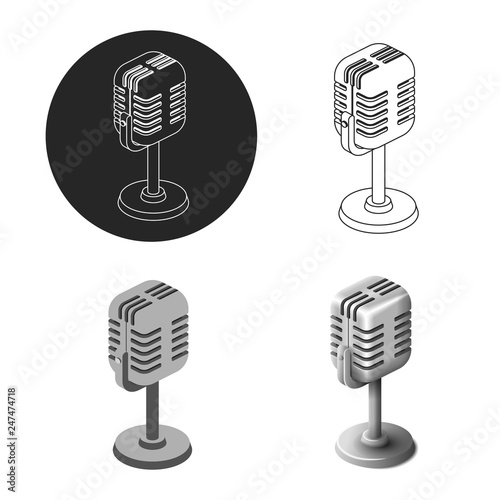 Set old retro microphone in different style isometric isolated