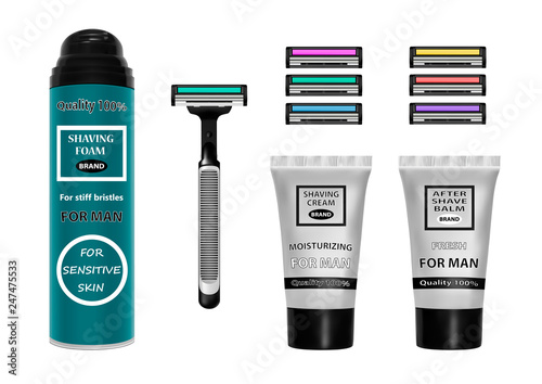 Shaving kit vector illustration.Vector shaving set.