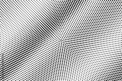 Black and white halftone vector. Diagonal dotted gradient. Grunge dotwork surface. Vintage overlay