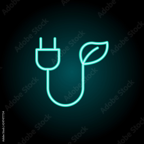 Eco-friendly electricity outline icon. Elements of Ecology in neon style icons. Simple icon for websites, web design, mobile app, info graphics