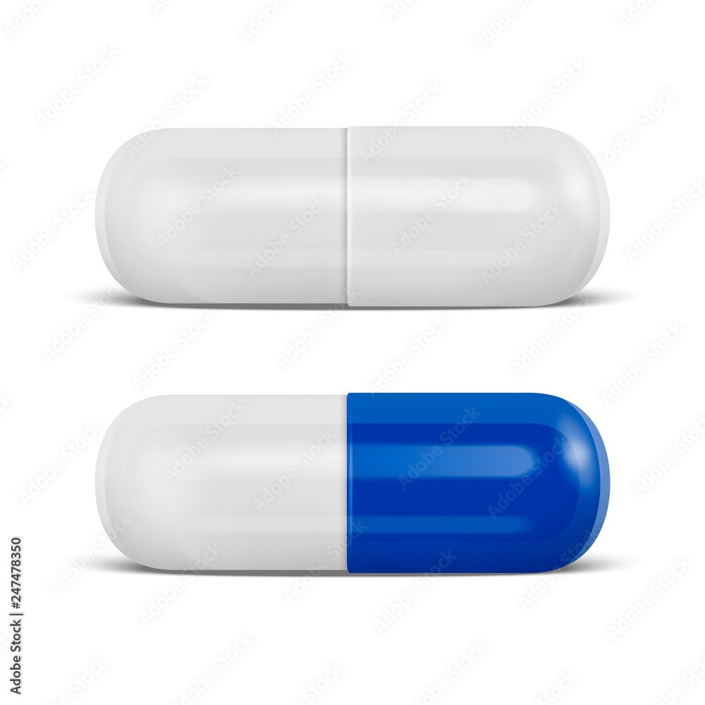 Vector 3d Realistic Blue Medical Pill Icon Set Closeup Isolated on White Background. Design Template of Pills, Capsules for Graphics, Mockup. Medical and Healthcare Concept. Front View Vector 3d Realistic Blue Medical Pill Icon Set Closeup Isolated on White Background. Design Template of Pills, Capsules for Graphics, Mockup. Medical and Healthcare Concept. Front View