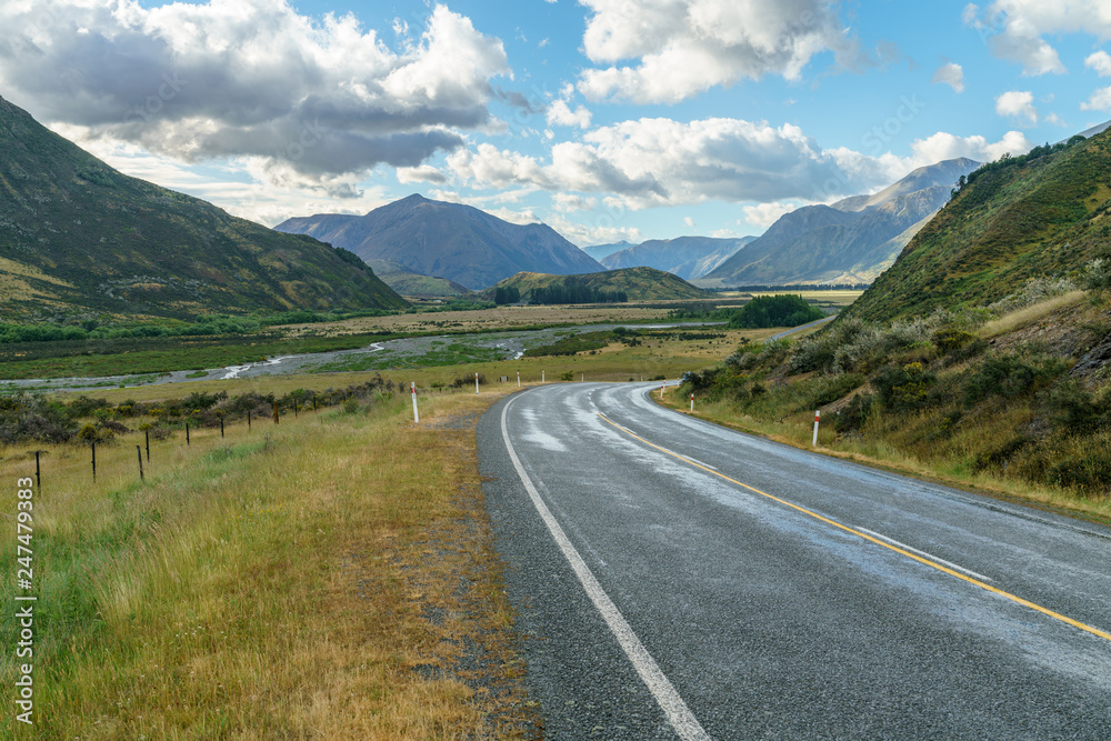 on the road in the mountains, arthurs pass, new zealand 3