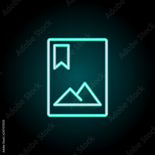 Photo mark sign icon. Elements of Image in neon style icons. Simple icon for websites, web design, mobile app, info graphics
