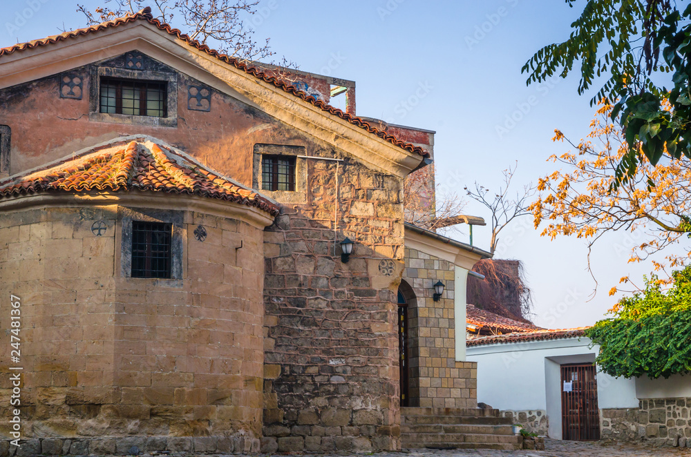 Beautiful street in medieval part of the city Plovdiv, Bulgaria