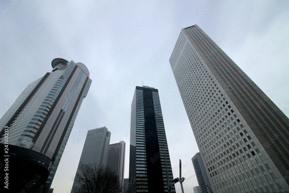 High-rise building group in Shinjuku that is unified in cool colors