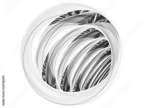 Illustration - Artistic Pencil Sketch, Abstract circular design with repeating curved patterns, spiral shapes, recursive patterns. Black and White artwork, geometric patterns, symmetry and lines.
