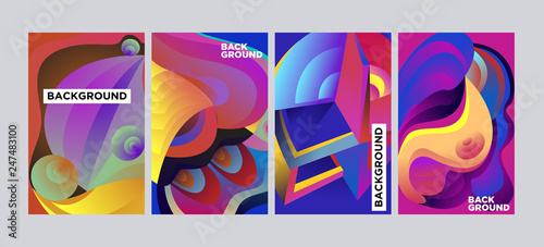 Vector Abstract 3D Colorful Gradient Geometric Curvy pattern background illustration. Set of Abstract Techno and cultural background for Cover, Poster, and print in Eps 10 © yahya