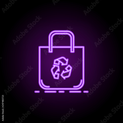 eco bag outline icon. Elements of Ecology in neon style icons. Simple icon for websites, web design, mobile app, info graphics