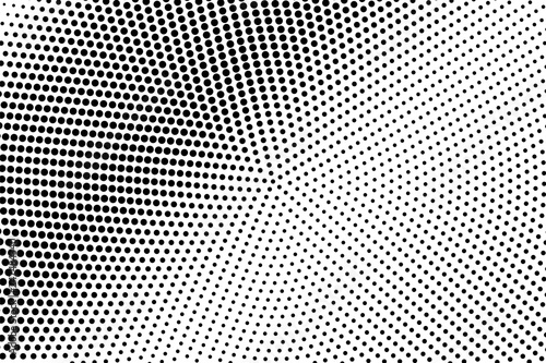 Black and white halftone vector texture. Textured diagonal dotted gradient. Bright dotwork surface for vintage effect