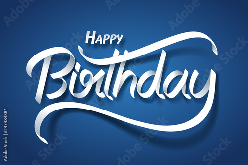 Canvas Print Paper art of Happy birthday calligraphy hand lettering