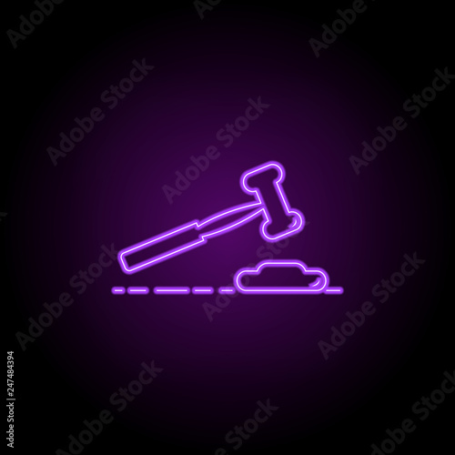 auction hammer outline icon. Elements of Banking & Finance in neon style icons. Simple icon for websites, web design, mobile app, info graphics
