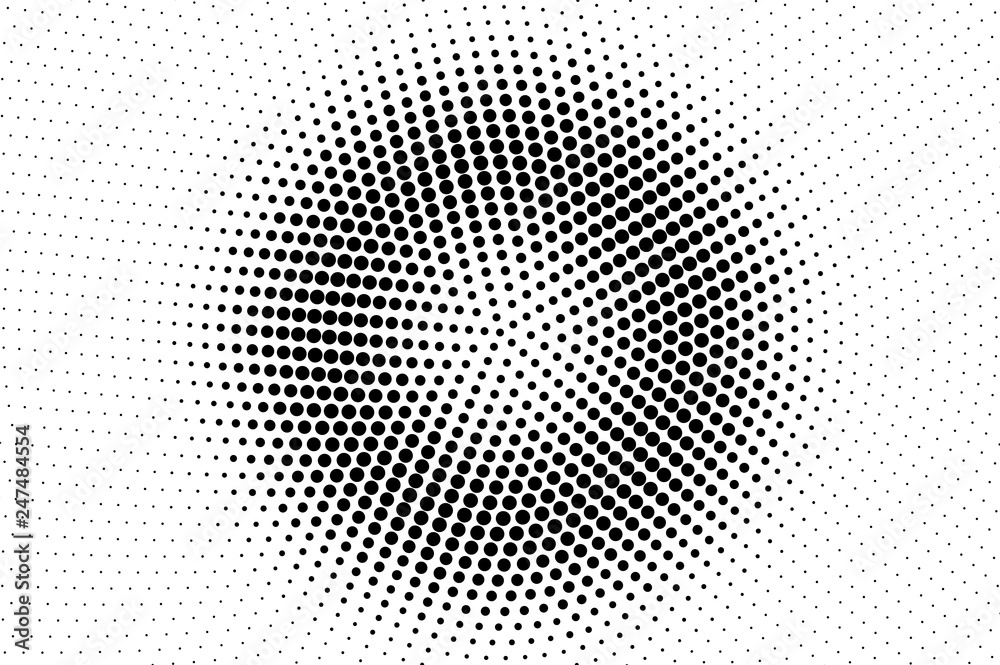 Black and white halftone vector texture. Textured centered dotted gradient. Round dotwork surface for vintage effect Black and white halftone vector texture. Textured centered dotted gradient. Round dotwork surface for vintage effect