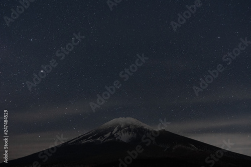 富士山と夜と星