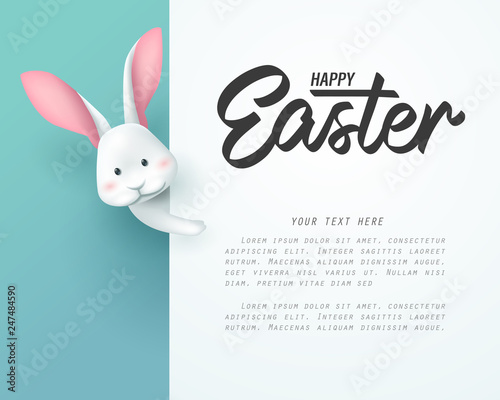 Obraz na płótnie Rabbit and happy Easter board banner w salonie