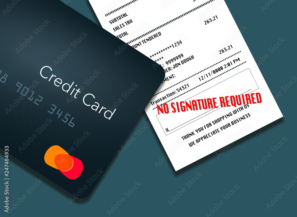 No signature required is the trend for credit card receipts. Here is an
