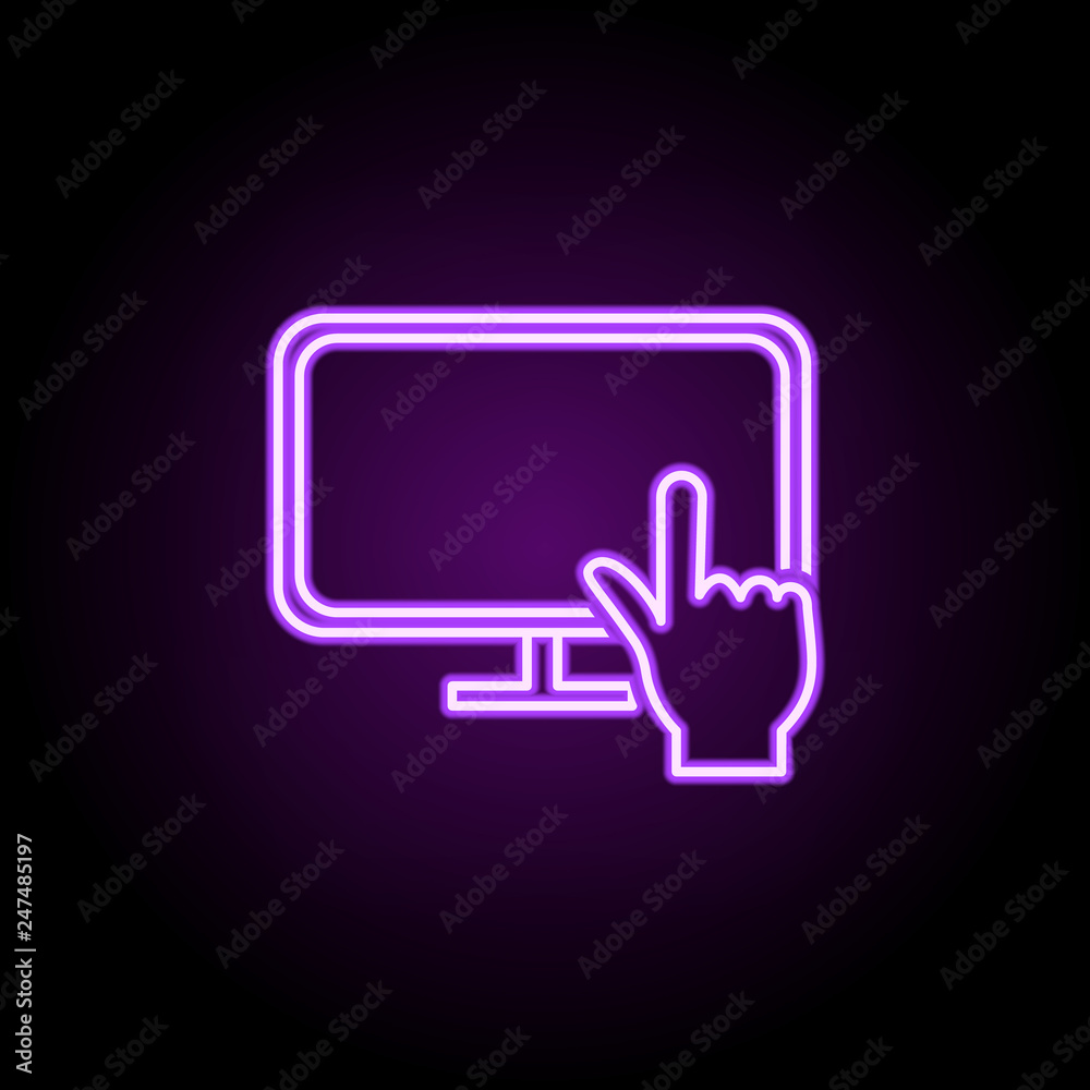 finger on the screen outline icon. Elements of Cargo logistic in neon style icons. Simple icon for websites, web design, mobile app, info graphics finger on the screen outline icon. Elements of Cargo logistic in neon style icons. Simple icon for websites, web design, mobile app, info graphics