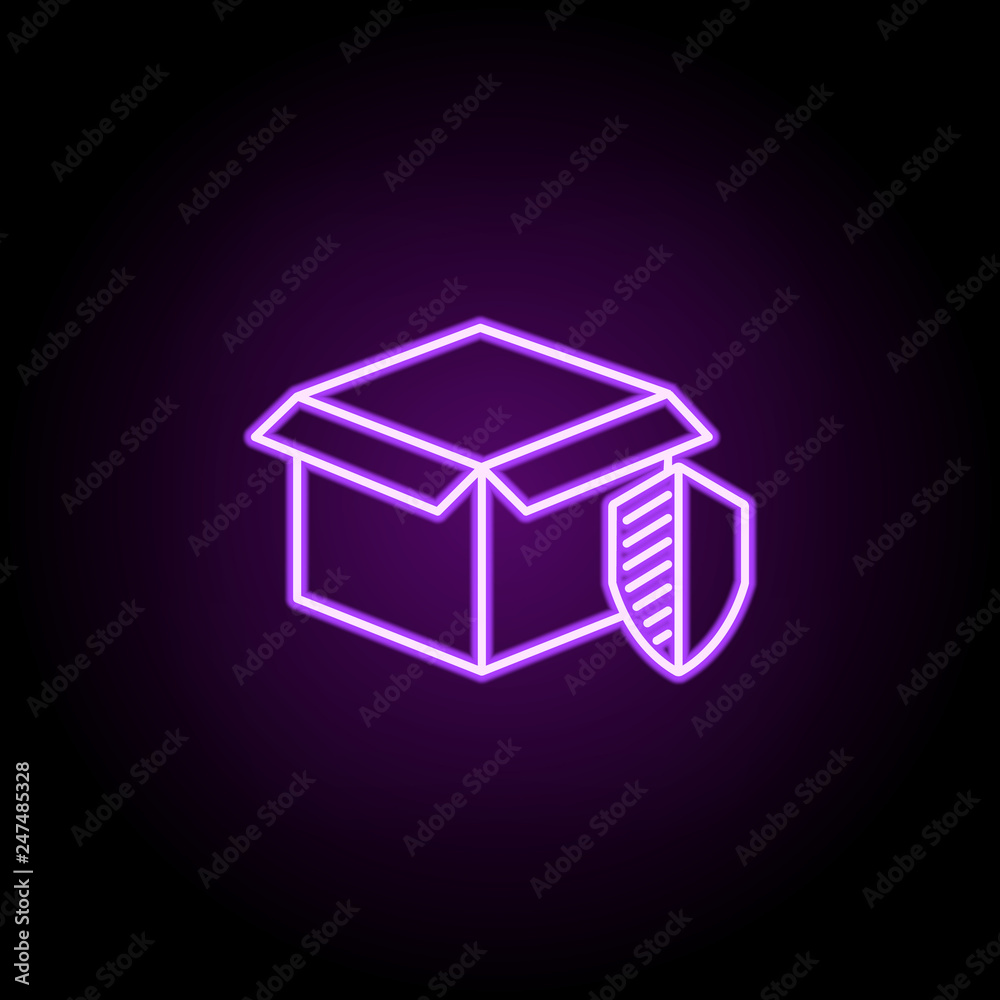 the package is protected outline icon. Elements of Cargo logistic in neon style icons. Simple icon for websites, web design, mobile app, info graphics the package is protected outline icon. Elements of Cargo logistic in neon style icons. Simple icon for websites, web design, mobile app, info graphics
