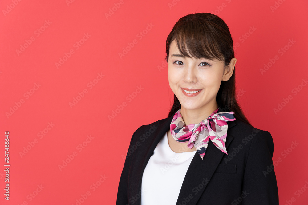 portrait of asian businesswoman isolated on red background portrait of asian businesswoman isolated on red background
