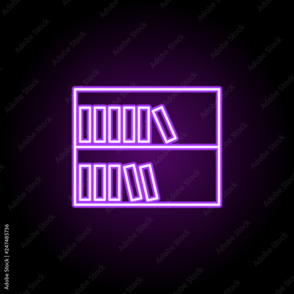 bookcase outline icon. Elements of Education in neon style icons. Simple icon for websites, web design, mobile app, info graphics