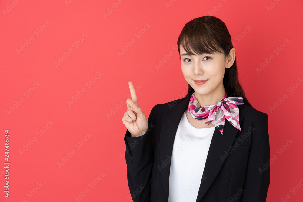 portrait of asian businesswoman isolated on red background portrait of asian businesswoman isolated on red background