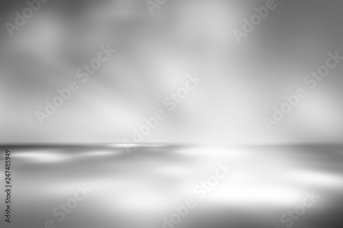 soft gray studio room background, grey floor backdrop with spotlight.