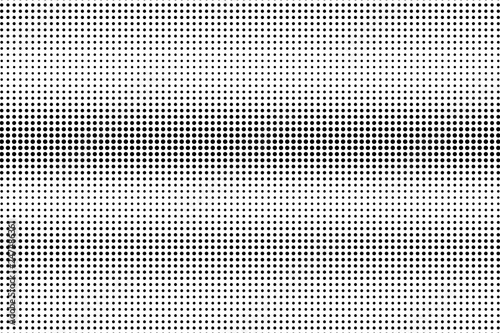 Black and white halftone vector texture. Horizontal dotted gradient. Rough dotwork surface for vintage effect.