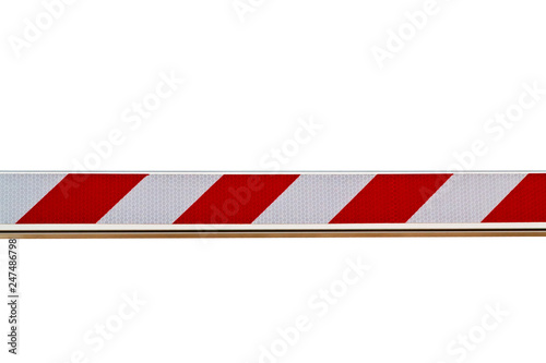 Red and white striped barrier isolated on white background