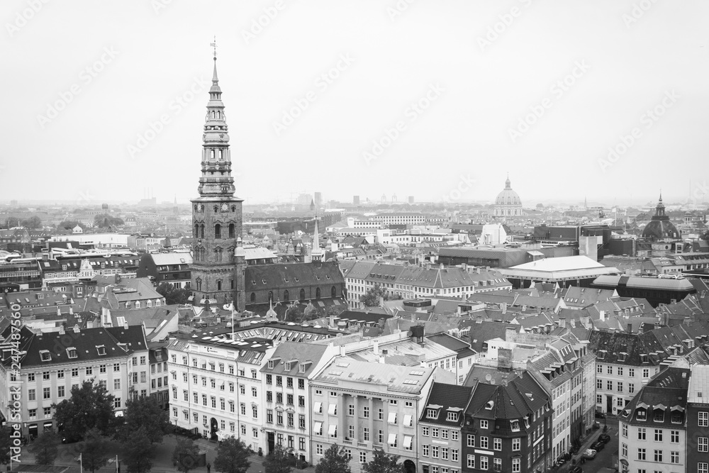 View from the Christiansborg Palace tower, in Copenhagen, Denmark.