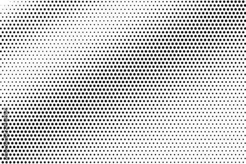 Black on white halftone vector texture. Diagonal dotted gradient. Contrast dotwork surface for vintage effect.