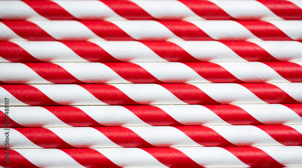 Fototapeta premium Close up paper striped colorful straws background