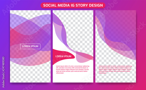 Colorful fluid spectrum layer gradient transparent editable social media ig story frame set background template trendy