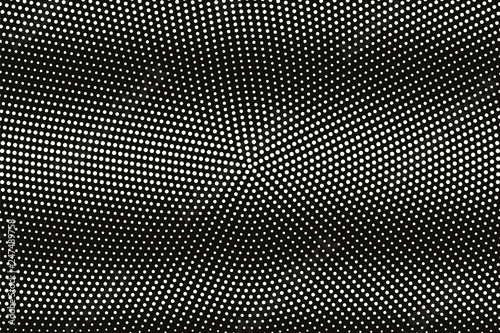 White on black halftone vector texture. Rough horizontal dotted gradient. Centered dotwork surface for vintage effect