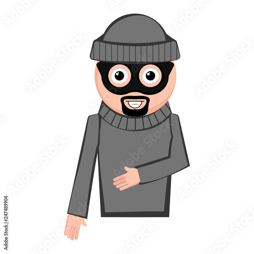 Isolated happy thief cartoon. Vector illustration design
