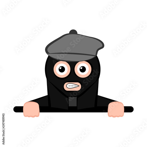 Isolated scared thief cartoon. Vector illustration design