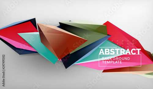 Free Download 3d geometric triangular shapes abstract background, color triangles composition on grey backdrop, business or hi-tech conceptual wallpaper - GFXLoad