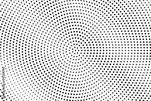 Black on white halftone vector texture. Diagonal dotted gradient. Sparse dotwork surface for vintage effect