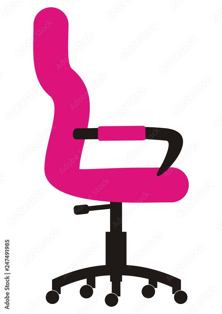 Purple office chair with wheels, vector icon Purple office chair with wheels, vector icon